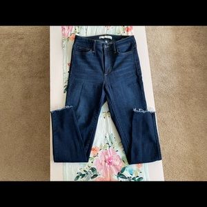 Ella Moss High Rise dark wash raw hem jeans